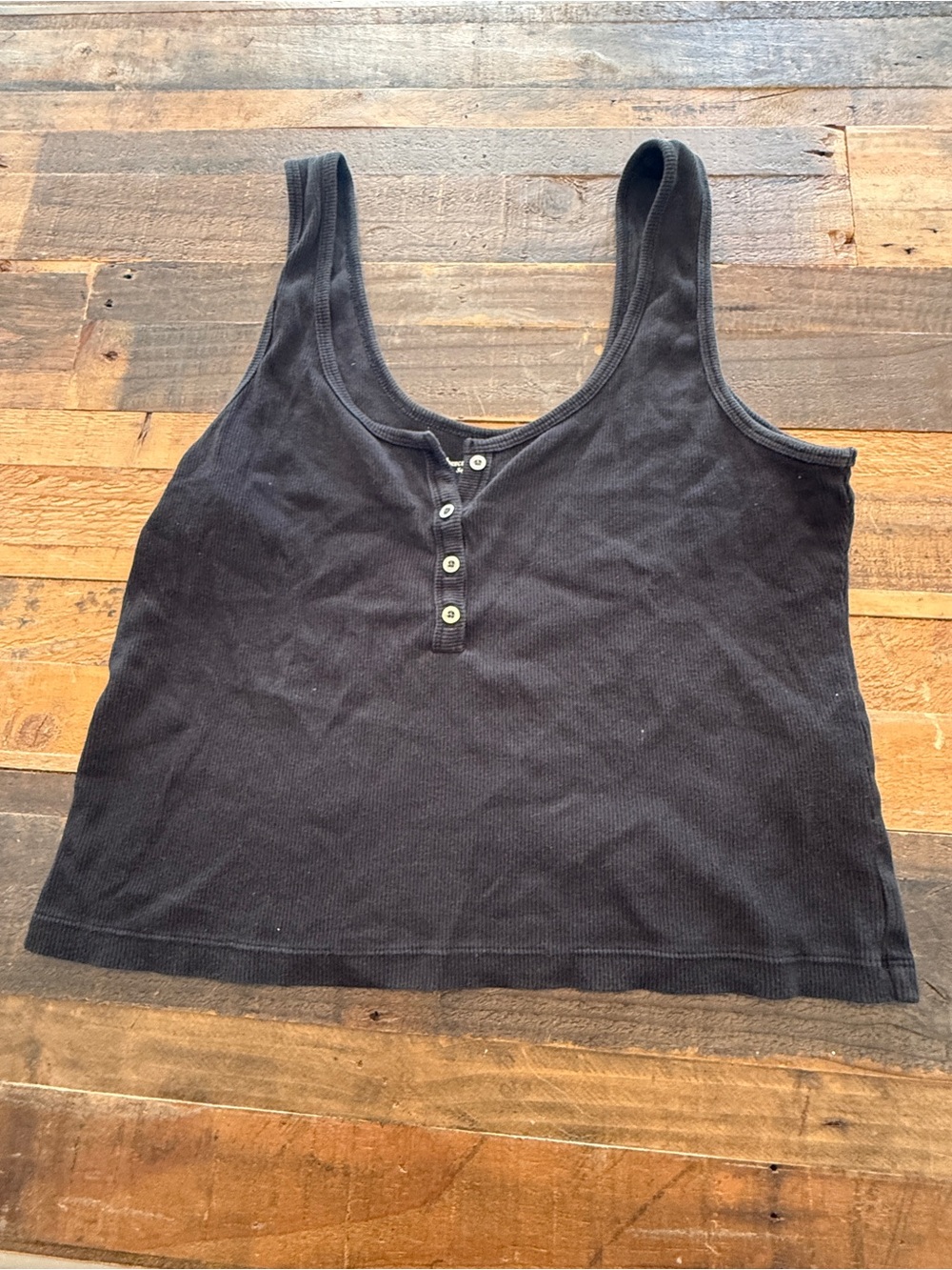 Abercrombie and Fitch Black Ribbed Henley Tank Top